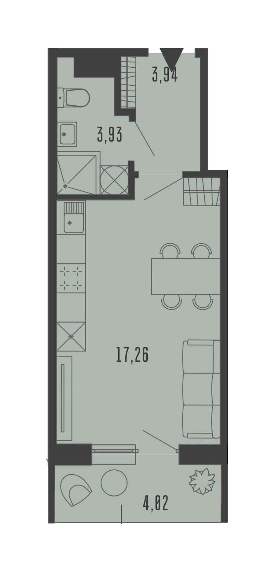 Квартира студия 26.34 м², 5/5 эт., Комплекс апартаментов «Bereg. Курортный»